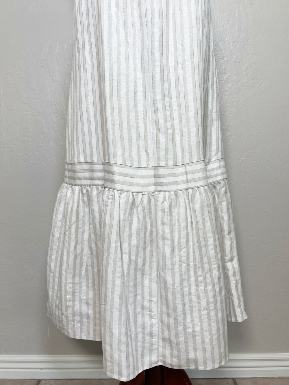 LOFT White and Light Gray Striped Maxi Dress - Picture 10 of 12